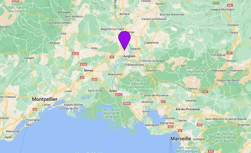 Saut en parachute Avignon Pujaut, localisation sur la carte